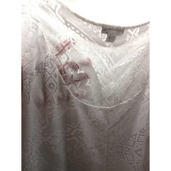 One World Live and Let Live White Maxi Dress Sz Medium Boho Lined Sheer Pattern - Picture 8 of 12